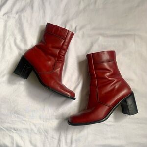 Vintage Red Leather Boots